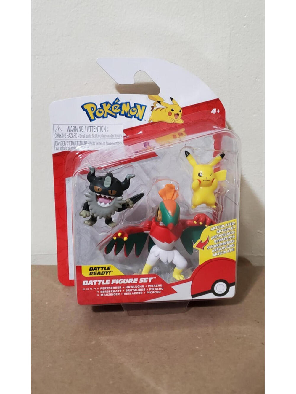 Pokemon Battle Figure Set Perrserker Hawlucha Pikachu Jazwares 2024 New